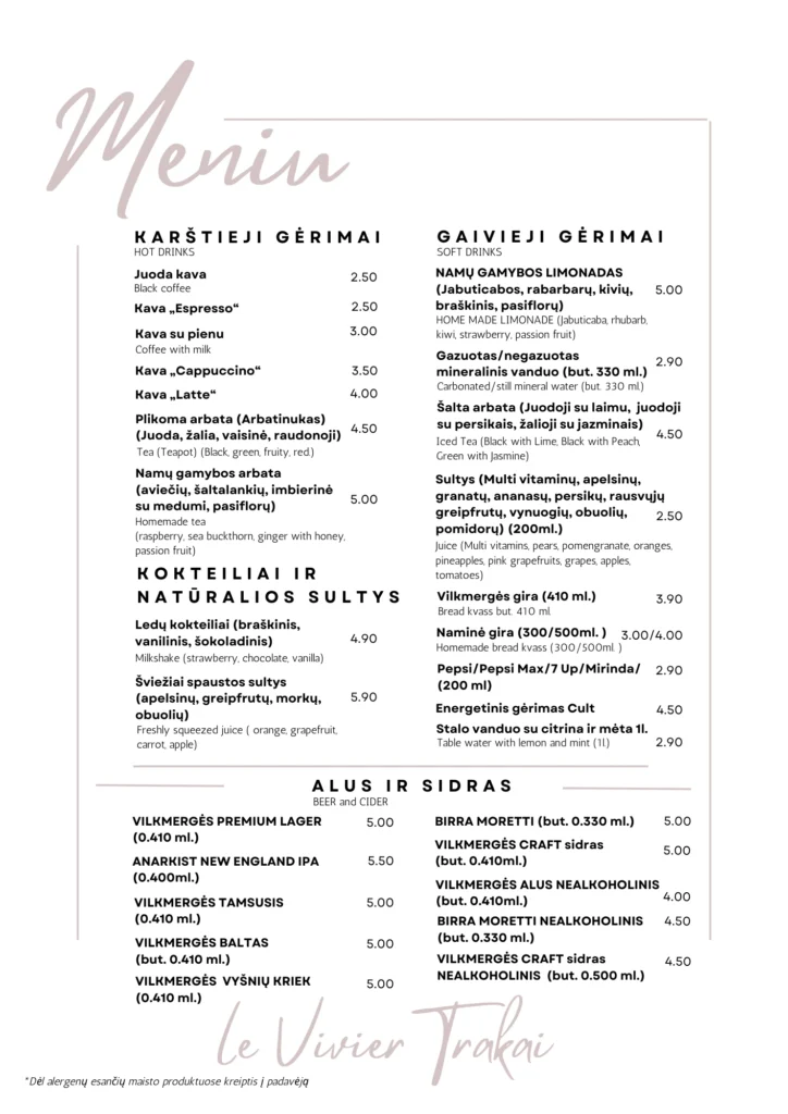 Le Viviver Trakai Meniu