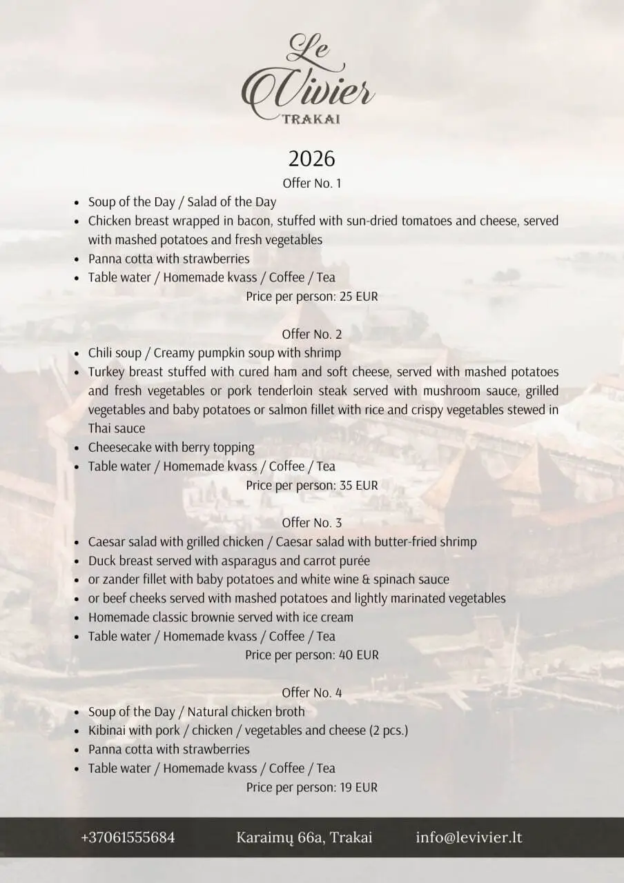 Meniu grupėms EN Le Vivier