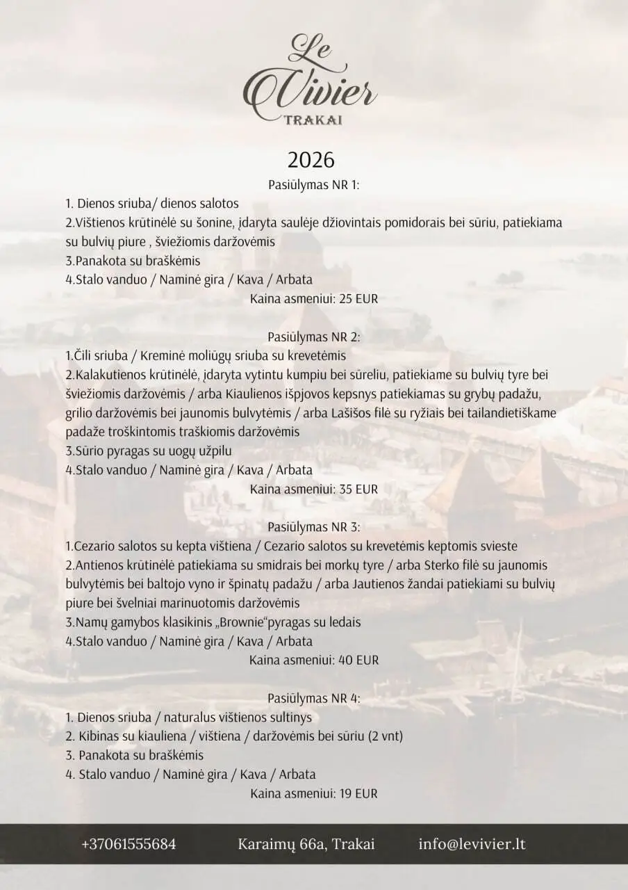 Meniu grupėms Le Vivier